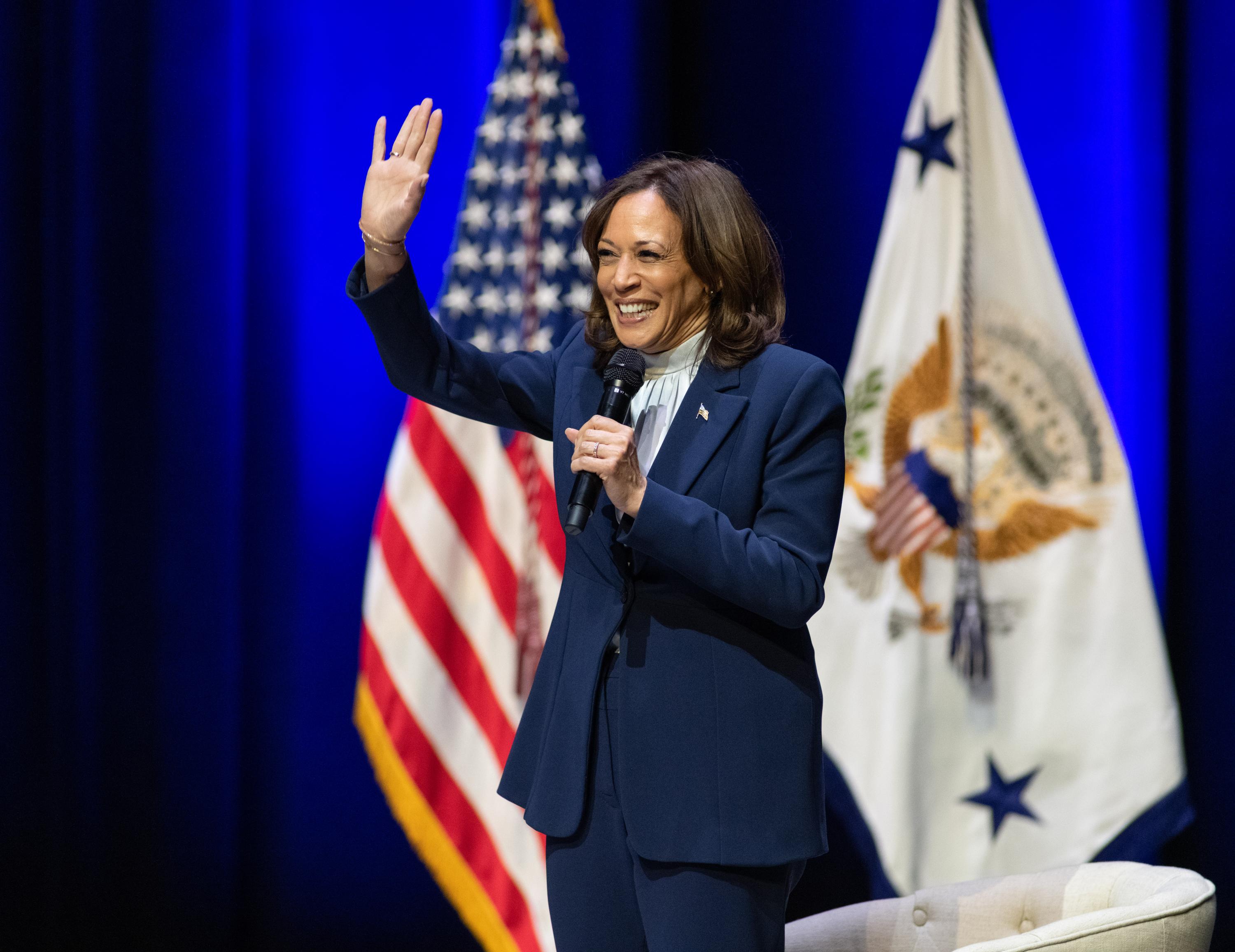 Vice President Kamala Harris Walks On Stage