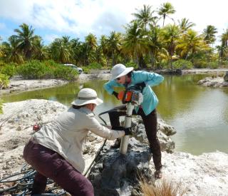 Grothe and Atwood drill fossil corals