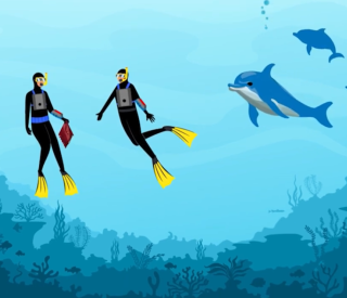 An animated image from Georgia Tech's video illustrating interactive technologies developed for the Wild Dolphin Project.